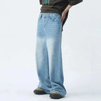 IEFB Wide Leg Jeans New Simple Style Pocket Zipper Casual Male Denim Pants 2025 Spring Fashion Men's Trousers Looes 9C1519