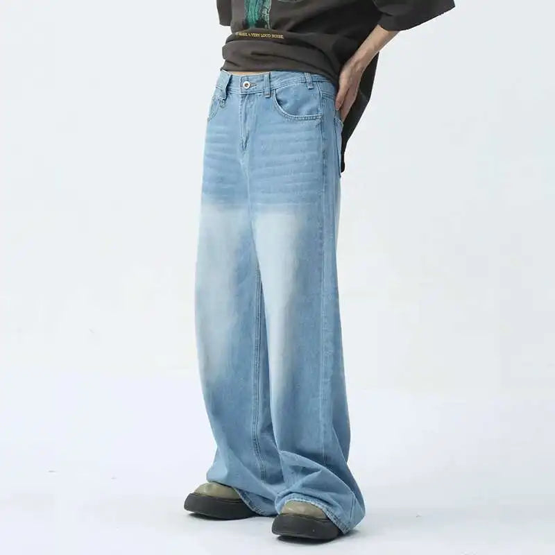 IEFB Wide Leg Jeans New Simple Style Pocket Zipper Casual Male Denim Pants 2025 Spring Fashion Men's Trousers Looes 9C1519