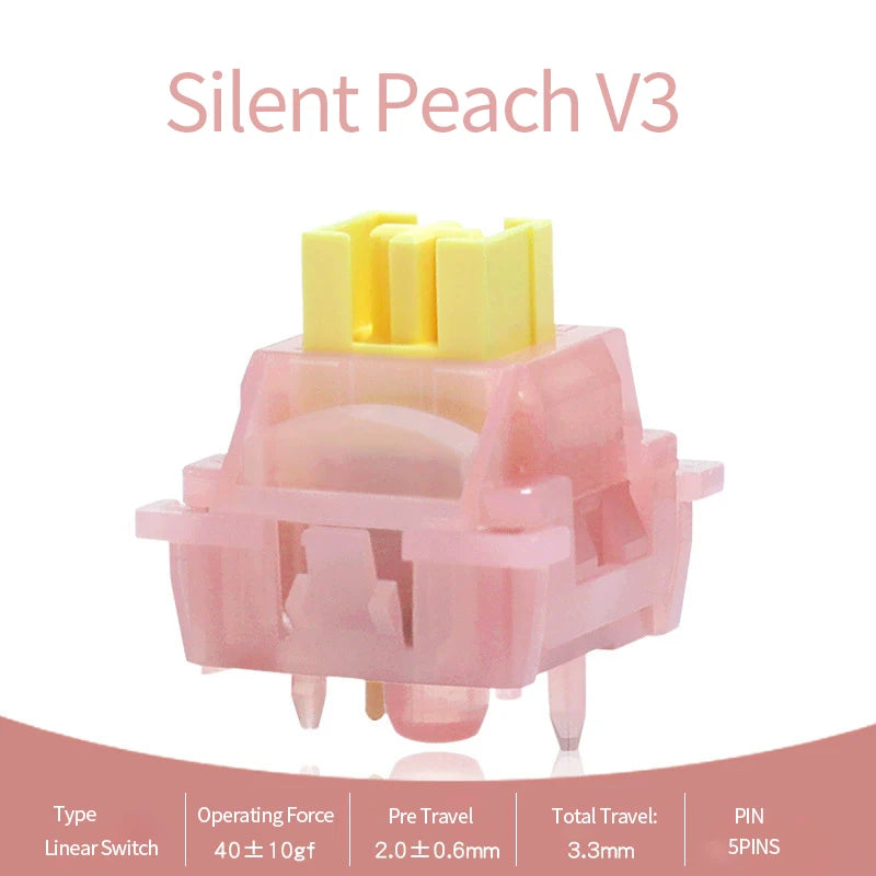 Outemu Silent Peach V3 Switch Lubed Silent Lemon V3 Switches Mechanical Keyboard Linear Tactile 5Pin Paragraph Axis Hot swap