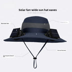 Double Fan Sun Hat For Men Summer Outdoor  Fishing Sun Protection Visor Fisherman Hat 12CM Wide Brim Breathable Bucket Hat Male