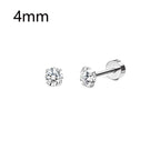 1-6 Pairs 18G Stainless Steel Small Tiny Cubic Zirconia Ball Screw Back Cartilage Helix Piercing Stud Earrings for Women Men