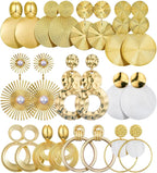 11 Pairs Boho Big Disc Drop Earrings 14K Gold Dangle Earring Round Hammered Statement Earrings For Women Drop Summer Earring