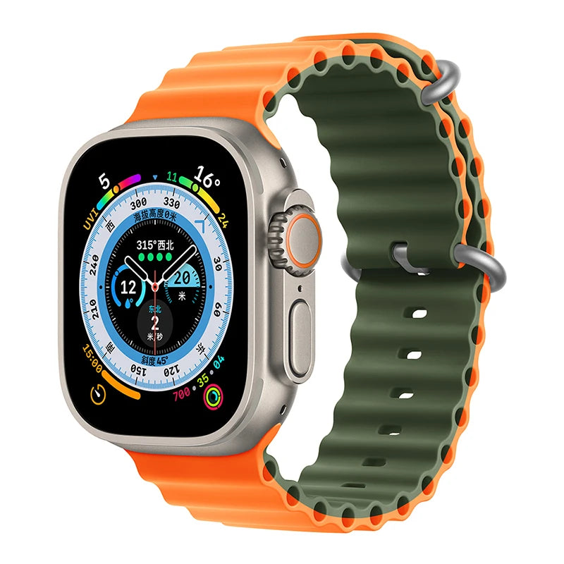 Ocean Strap for Apple Watch Ultra 2 Band 49mm 44mm 40mm 45mm 41mm 42mm 46mm 38mm Silicone Bracelet iWatch Series 10 9 SE 8 7 6 5