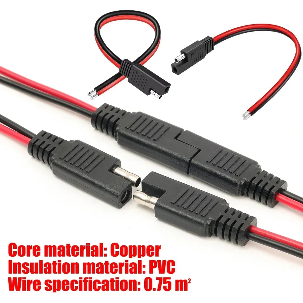 SAE Connector Cable 2 Pin Quick Disconnect Wire Harness for Motorcycle Solar Panel Battery Tender Automotive DC Power Extension