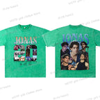 Vintage Jonas Bros 20th Annivesary Tour 2025 Print T-Shirt Short Sleeve Washed Tee Summer Women Men Shirt Casual Cotton Clothing