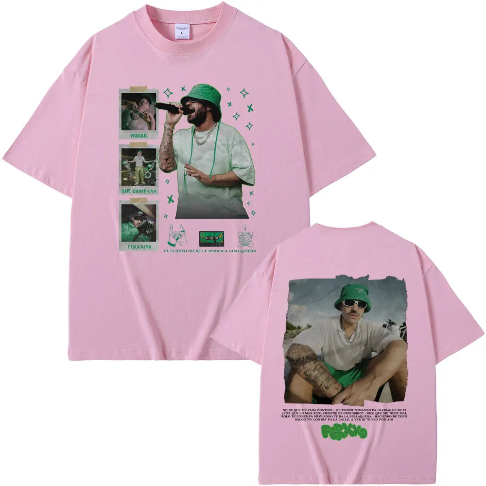 Rapper Feid Ferxxo Ferxxocalipsis World Tour T-shirt Men Women Hip Hop Fashion Pop Music T Shirt Mens Retro Oversized Streetwear