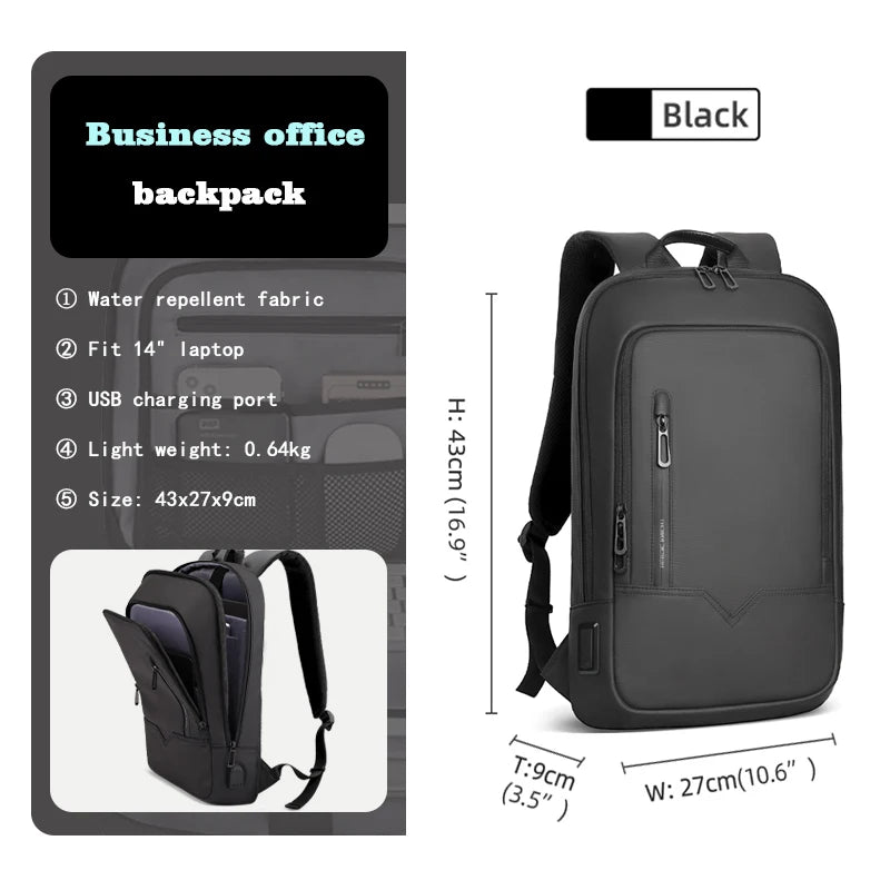 MARK RYDEN Thin Backpack For Laptop 15.6in Waterproof Minimalist Backpack Ykk Zipper
