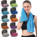 1pcs summer ice silk Towel Sports Instant Cooling Ice Towel Portable Outdoor Travel Fitness Running Swim Towel Silicone Bag