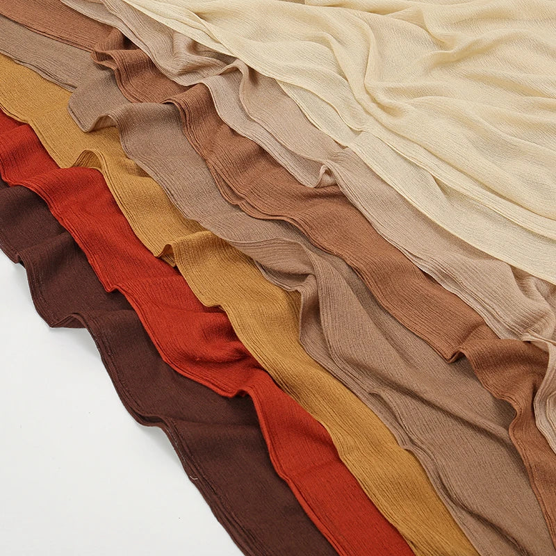 New Arrival Crinkle Rayon Hijab Women Muslim Scarf Shawls Solid Headscarf Wraps Big Size Plain Islamic Turban Headbands Foulard