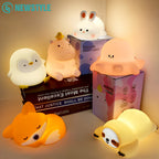 Cute Silicone Squishy Night Lamp Fox Rabbit Dimmable Nursery Nightlight Rechargeable Timing Bedside Table Lamp With Touch Sensor