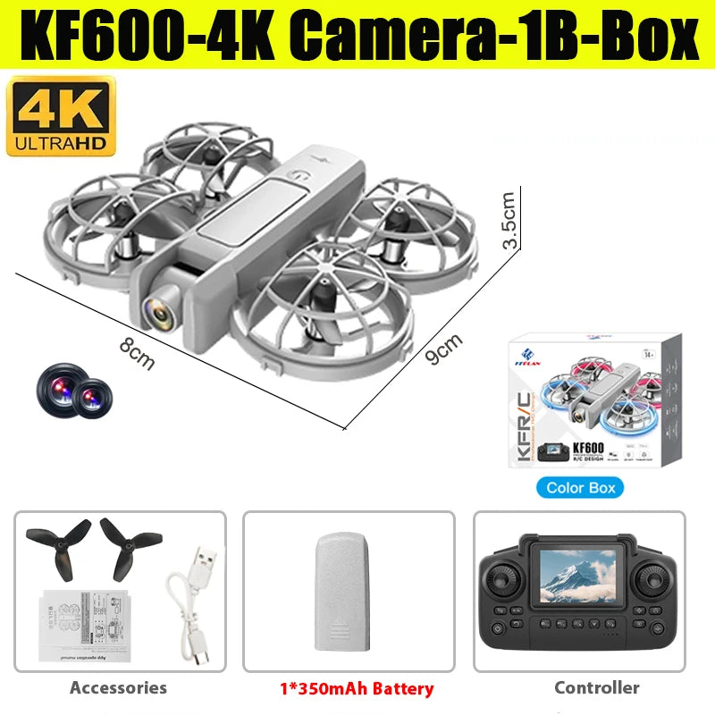 KF600 4K Camera Drone With LED Screen Controller One Key Take Off 360 ° Rotate 3D Stunt Fly FPV Mini Quadcopter RC Drones