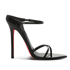 2025 new black slim heeled sandals with a feminine feel, pointed cross straps, high heels, open toed slippers