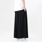 Chinese Style Linen Cotton Retro Pants Man Summer Kimono  Solid Color Traditional Pants Male Streetwear Casual Wide-Leg Trousers
