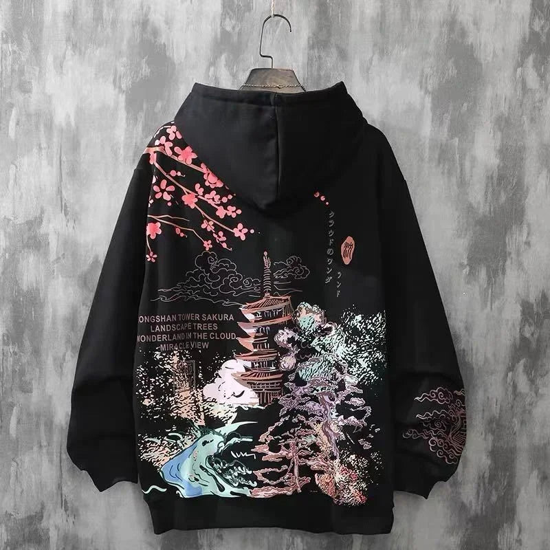 Wholesale DropShipping Anime Hoodies Sweatshirts Chinese Style Black Hoodies Harajuku Oversized Pullovers Sweatshirts CS455