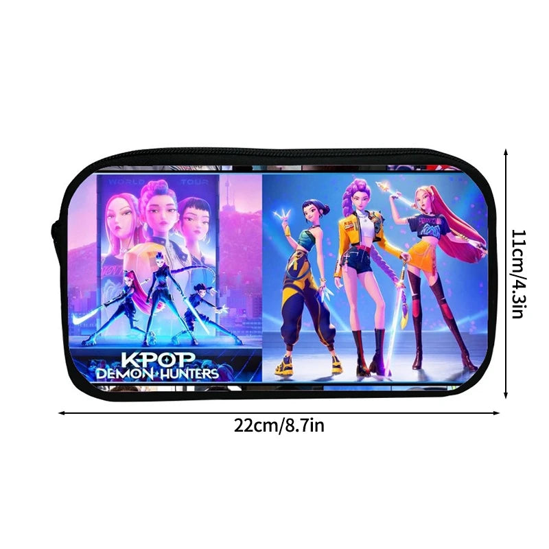 Large Capacity Demon Hunter Pencil Case Cartoon Stationery Organizer Pouch Back to School Pen Bag Makeup Bag Supplies