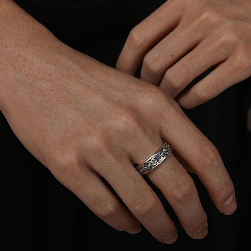 Buyee 925 Sterling Silver Couples Ring Elegant Carved Patterns Open Ring Finger for Women Men Fashion Fine Jewelry Circle Gift