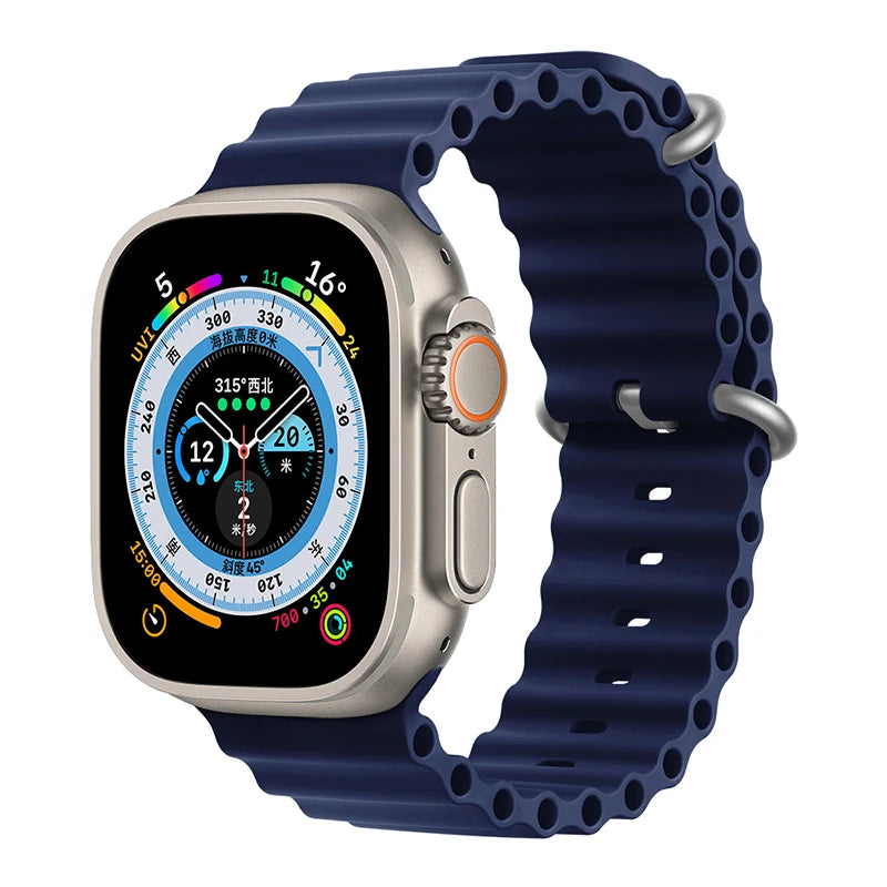 Ocean Strap for Apple Watch Ultra 2 Band 49mm 44mm 40mm 45mm 41mm 42mm 46mm 38mm Silicone Bracelet iWatch Series 10 9 SE 8 7 6 5