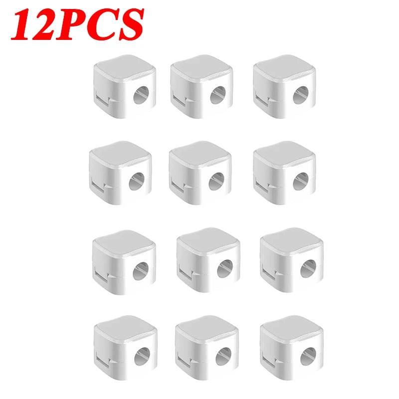 24/12PCS Magnetic Cable Organiser Clips Cable Management Wire Manager Cord Holder Charging Cable Winder Wall Mounted Hook