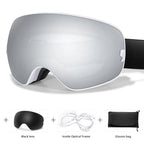 Ourdoor Sports Teen Men Women Ski Goggles-Anti-fog UV400 Eyewear, Christmas and New Year Gift, Free Black Lens and Optical Frame