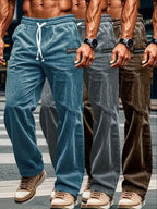 High Quality Striped Corduroy Men's Casual Pants Autumn Winter Loose Fashion Cargo Straight Pants Fitness Sports Hip Hop Pants