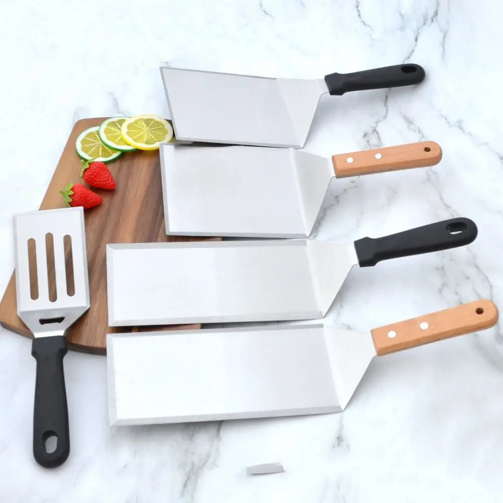 With Blade Grill Spatula Square/rectangle Head Griddle Spatula Pancake Scraper Anti-scald Handle Steak Spatula Burger