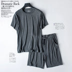 Modal Cotton Pajamas Suit Summer Men's Thin Loose Short-sleeved Shorts Nightwear Male Soft Breathable Homewear Sports Loungewear