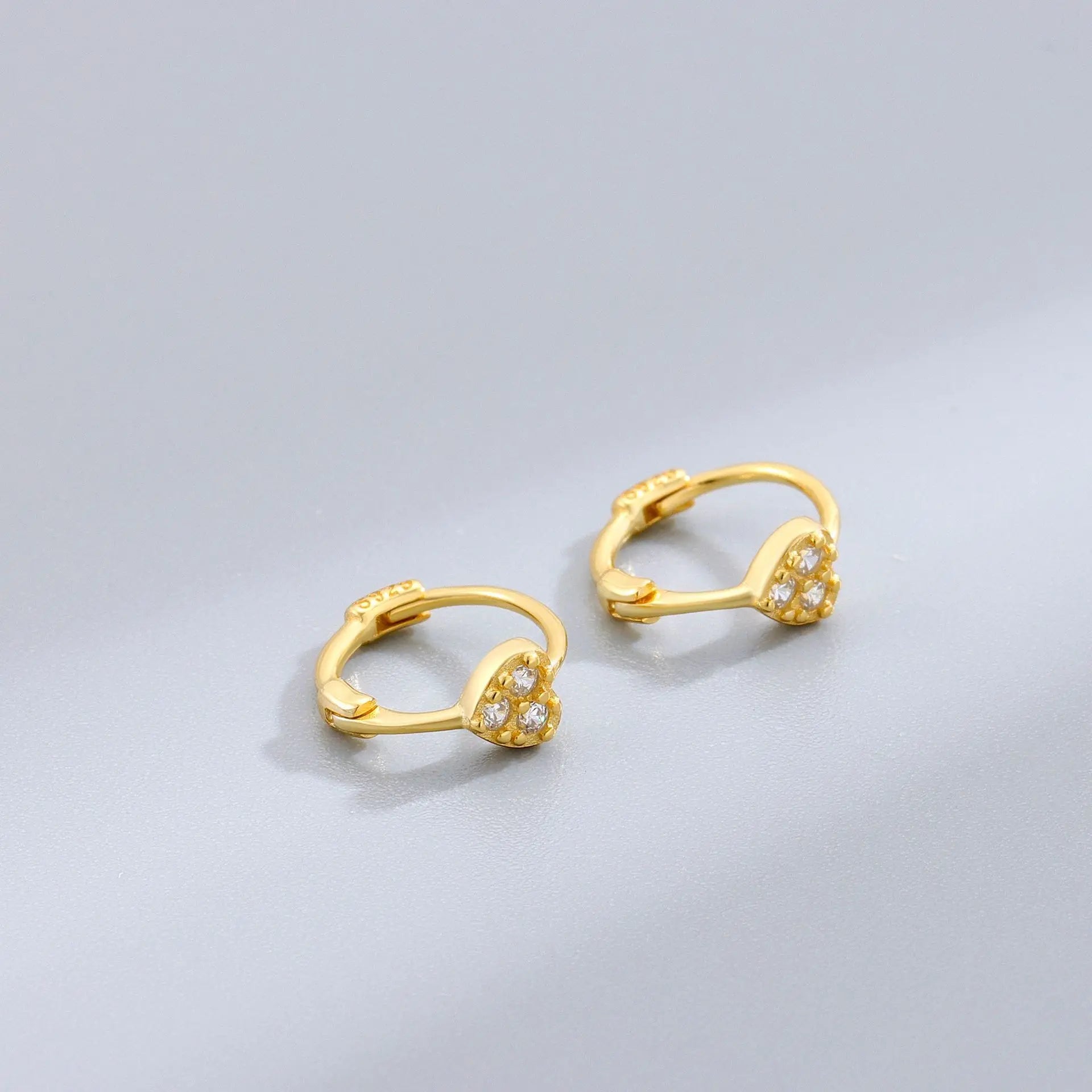 Authentic S925 Sterling Silver Heart Zircon Earrings for Women Sweet Exquisite Design Fashion Jewelry
