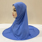 H302 Teenage girls Plain muslim hijab with chin part top quality amira pull on islamic scarf hot sell headscarf ramadan pray hat