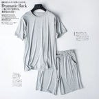 Modal Cotton Pajamas Suit Summer Men's Thin Loose Short-sleeved Shorts Nightwear Male Soft Breathable Homewear Sports Loungewear