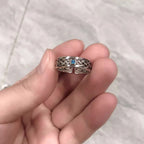 Buyee 925 Sterling Silver Couples Ring Elegant Carved Patterns Open Ring Finger for Women Men Fashion Fine Jewelry Circle Gift
