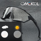 OMEKOL Brand New Photochromic Cycling Sunglasses Men Women Outdoor Sports Mountain Bike Bicycle Eyewear MTB Baseball Glasses