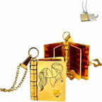 Openable Daughter Book Necklace Stainless Steel Gold Color Message Mini Book Pendant Necklace with Pages of Engraved Information