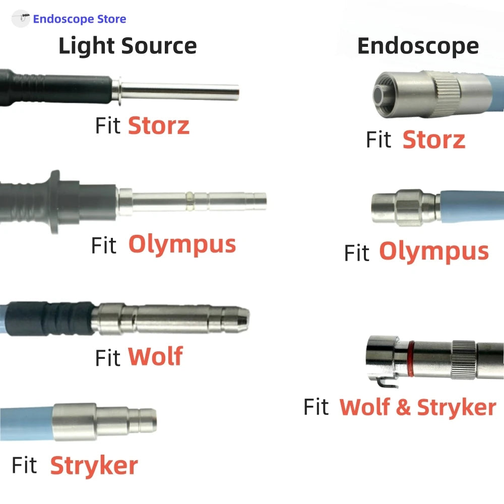 High-Transmittance Φ4mm Endoscope Endoscopy Light Source Optical Fibers Cables 1.8m 2m 2.5m 3m Fit All Interface Autoclave