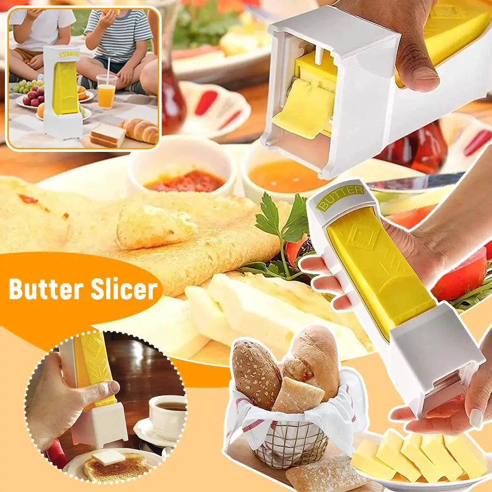 Portable Cheese Slicer Butter Cutter Stainless Steel Wire Kitchen Tool Automatic Squeeze Dispenser Food Grade Safe Easy Cut