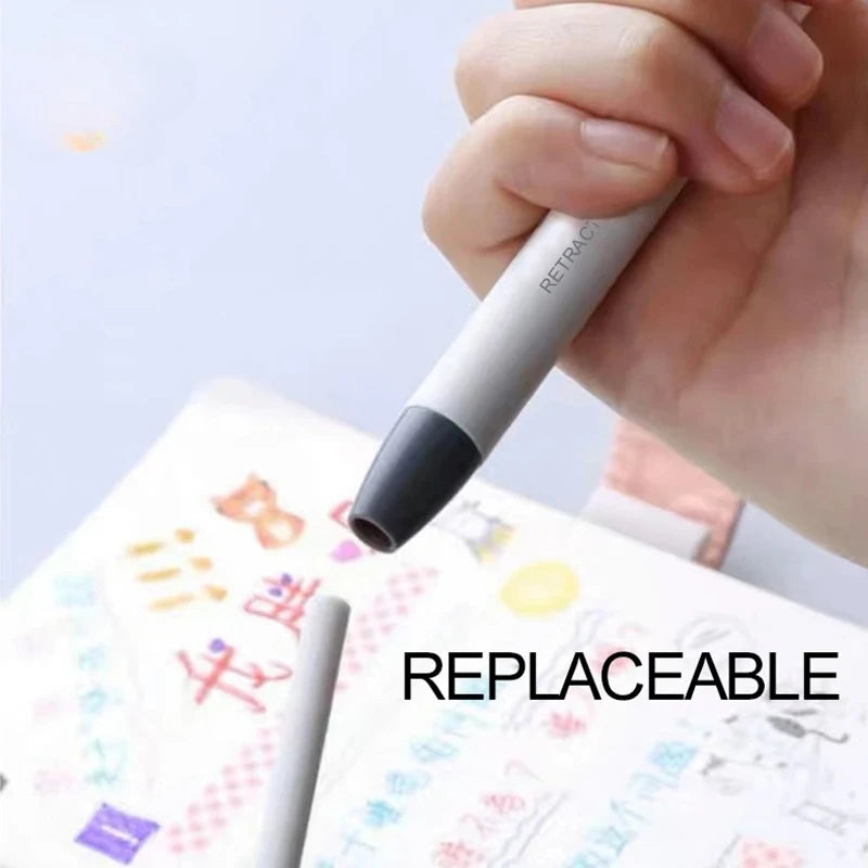 Press Retractable Pencil Eraser Correction Supplies Pen Style Pencil Rubber Writing School Supplies Stationery