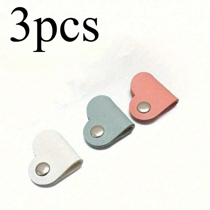 Heart-Shaped Faux Leather Cable Cord Winder Organizer Cable Management Clips for Headphones