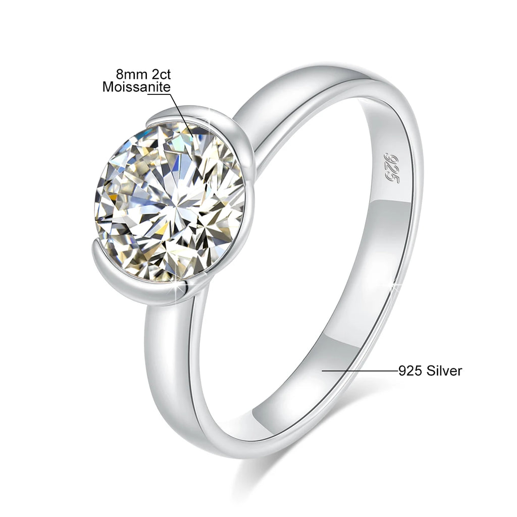 8mm Lab Grown Emerald Ring 925 Sterling Silver Round Cut for Women Men Colorful Rings Engagement Wedding Fine Jewelry