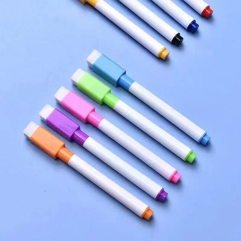 8-Piece Set of Non-Magnetic Whiteboard Dry-Erase Markers with 8 Vibrant Colors, Ideal for Doodling
