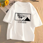 Summer men's Gojo Satoru manga Harajuku Jujutsu Kaisen Harajuku style 100% pure cotton short-sleeved T-shirt