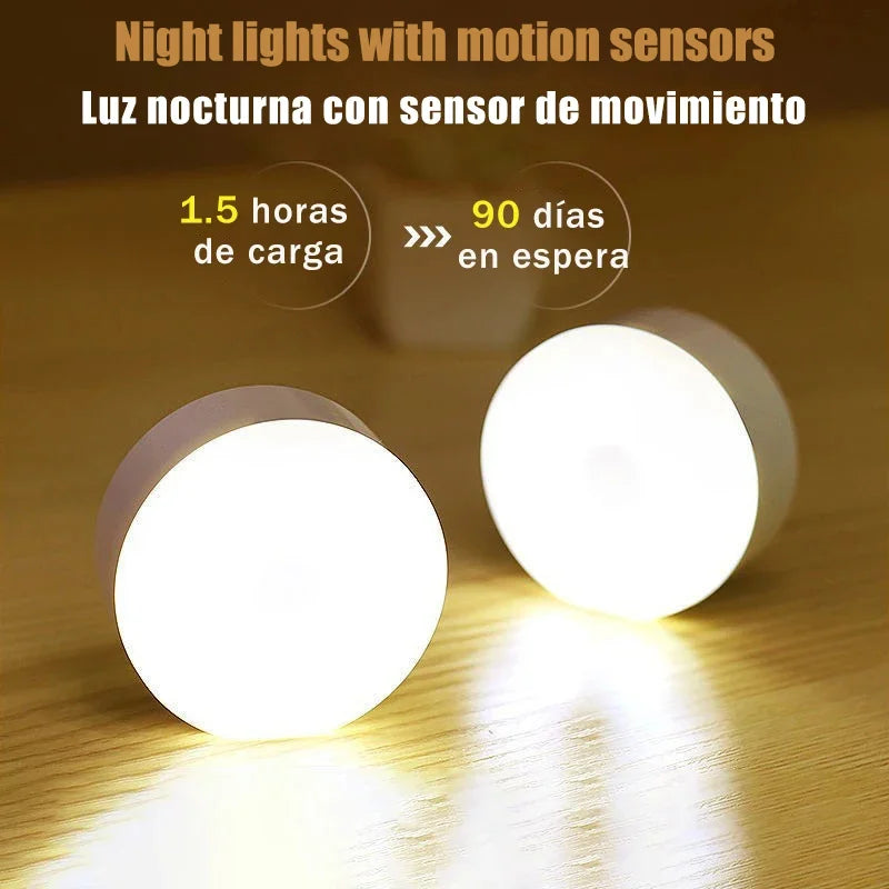 USB Rechargeable LED Night Light with Switch, Motion Sensor Magnetic Wireless Lamp, Warm White No Flicker for Closet Bed Cabinet