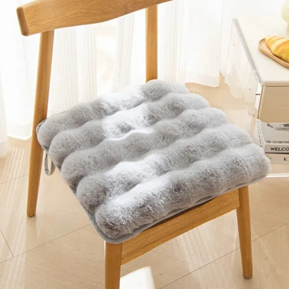 Warm Rabbit Plush Plush Chair Seat Non Slip Thickened Winter Chair Pads Square Chair Seat Pads Home