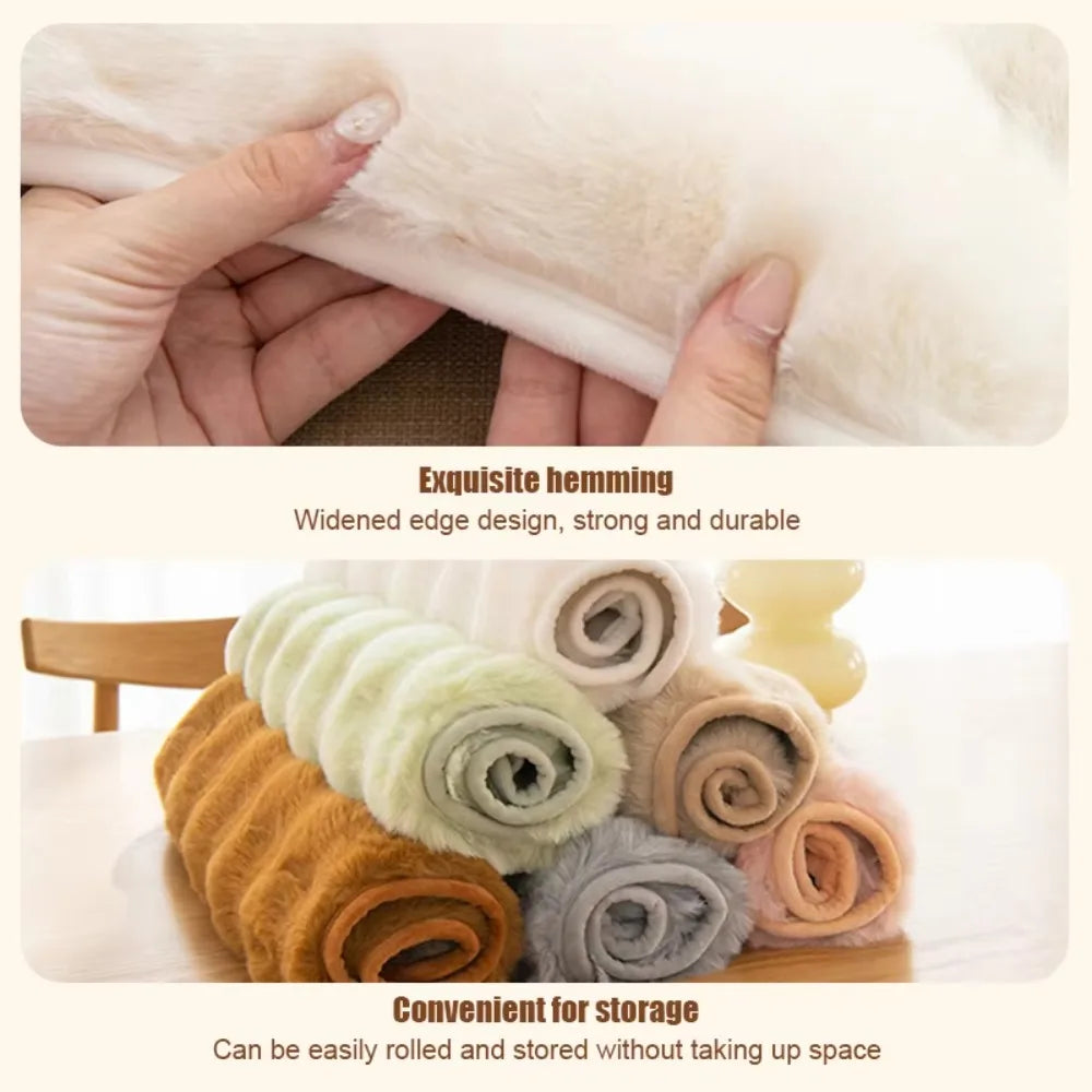 Warm Rabbit Plush Plush Chair Seat Non Slip Thickened Winter Chair Pads Square Chair Seat Pads Home