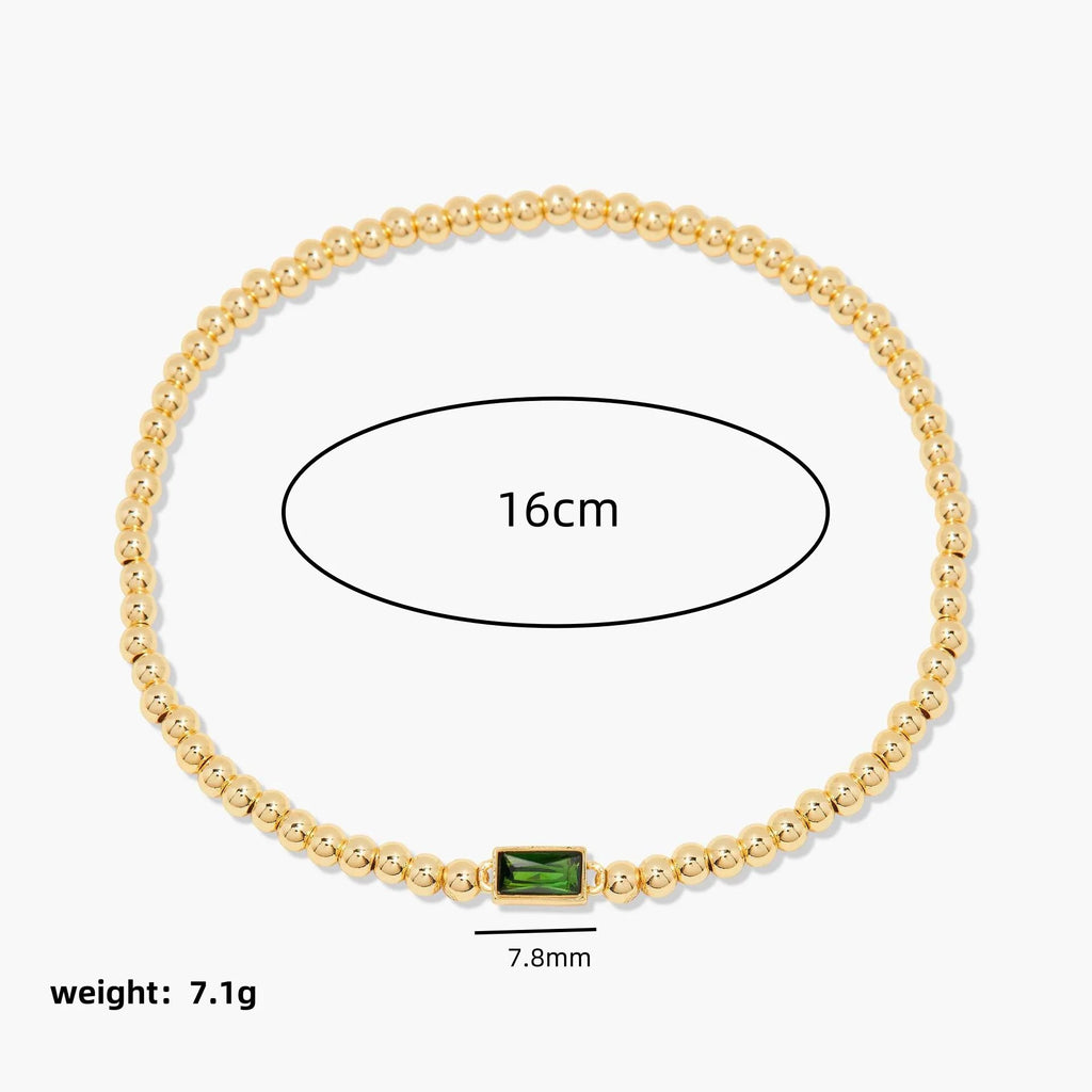 Miranda Unique Birthstone Bracelet 18K Gold Plated Stainless Steel Hypoallergenic Stretch Braceletable Jewelry Gift For Mom