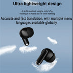Wireless Bluetooth smart translation headphones, AI voice translator, dual-ear translation, multi-language translation