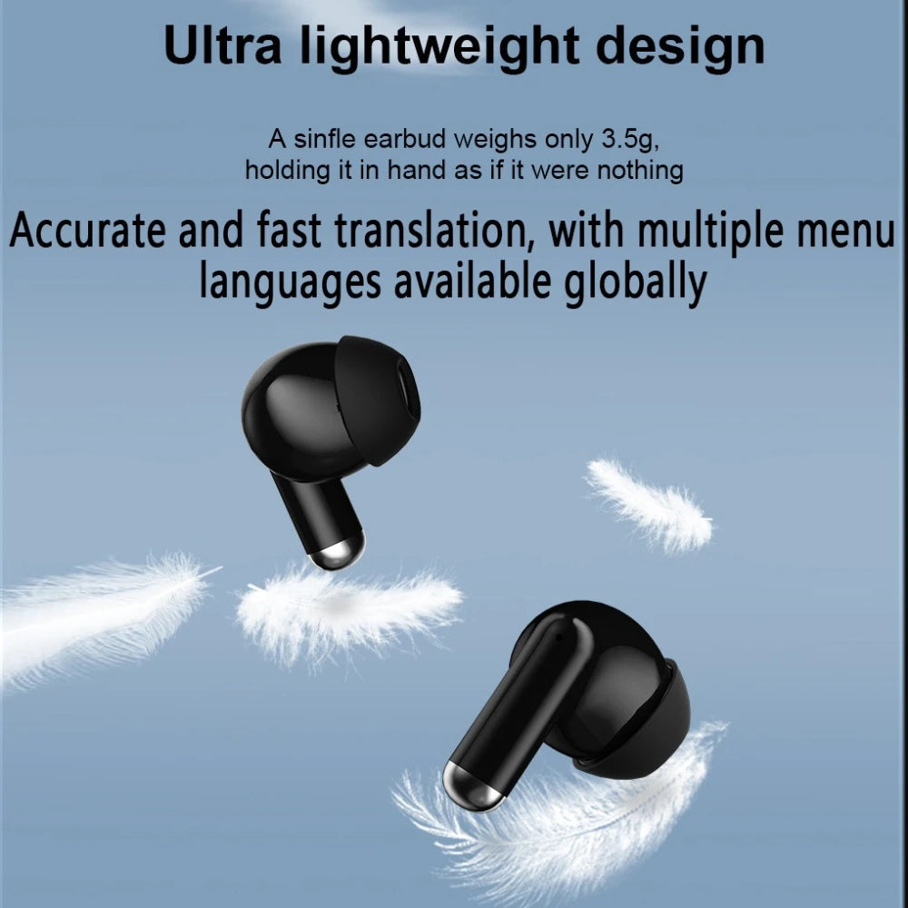 Wireless Bluetooth smart translation headphones, AI voice translator, dual-ear translation, multi-language translation