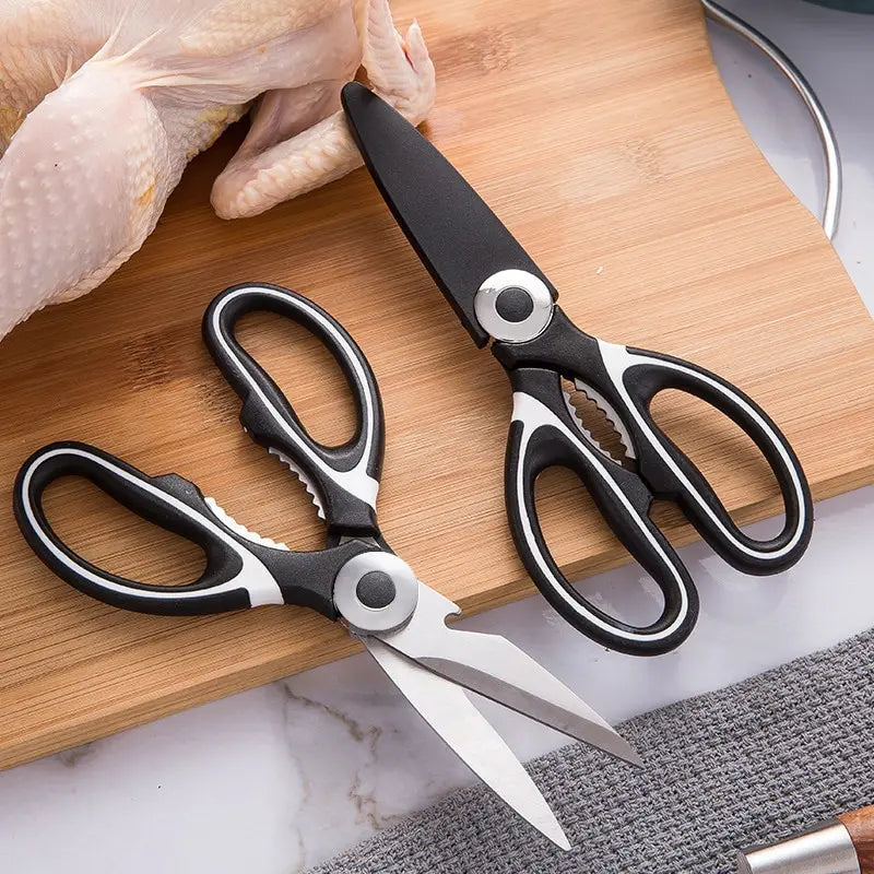 Scissors Stainless Steel Kitchen Household Bone Scissors Chicken Wings Fish Chopper Bottle Opener Clip Walnut Kitchen Tools