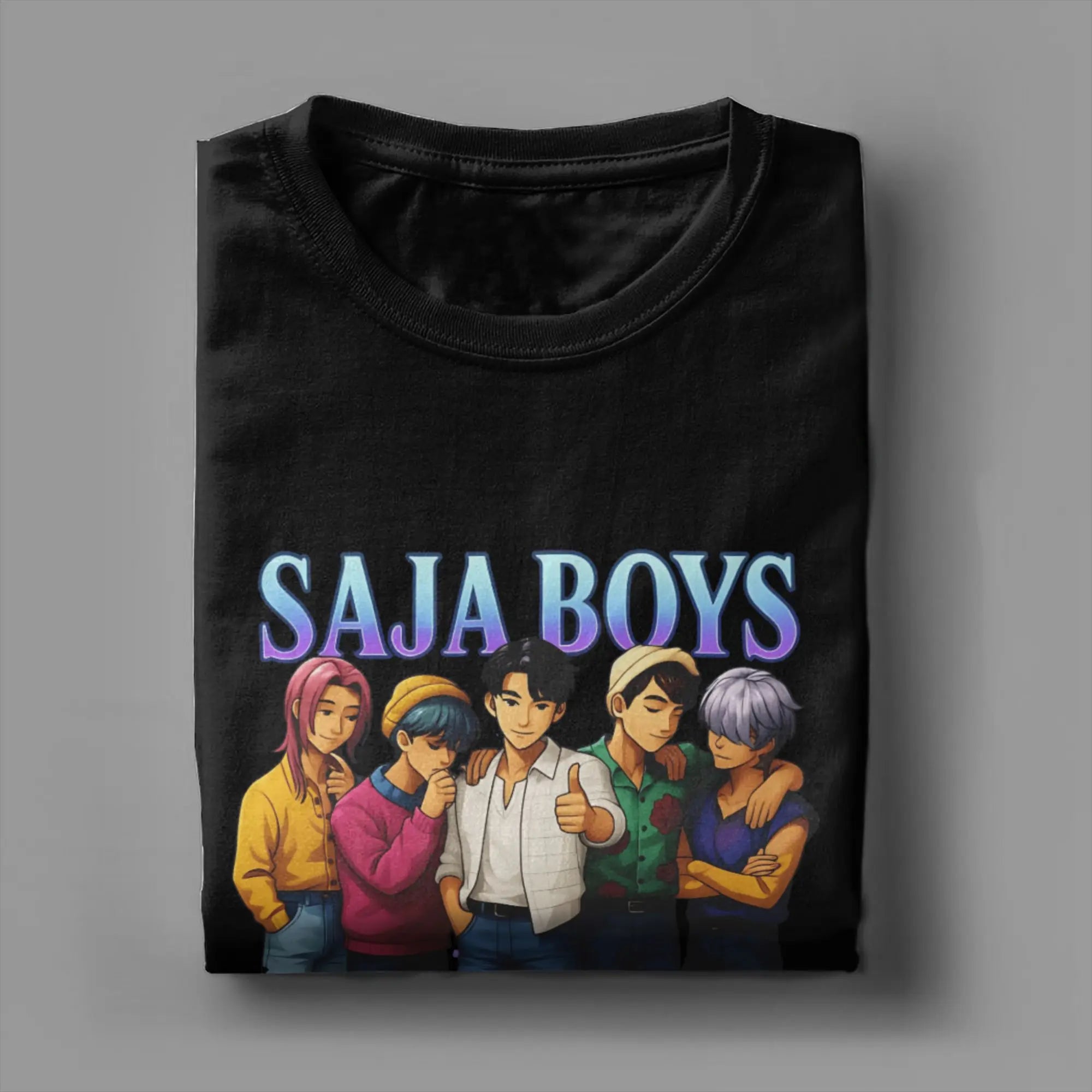 Casual T Shirt Beach Saja Boys Kpop Demon Hunters Anime Style Hippie T Shirts Cotton Tee Shirt for Men Retro Short Sleeve Tees