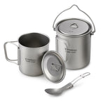 TOMSHOO Ultralight 750ml Titanium Pot Portable Titanium Water Mug Cup with Lid and Foldable Handle Outdoor Camping Cooking