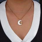 hzew Ancient gold color moon star  sun pendant necklace for women man gift