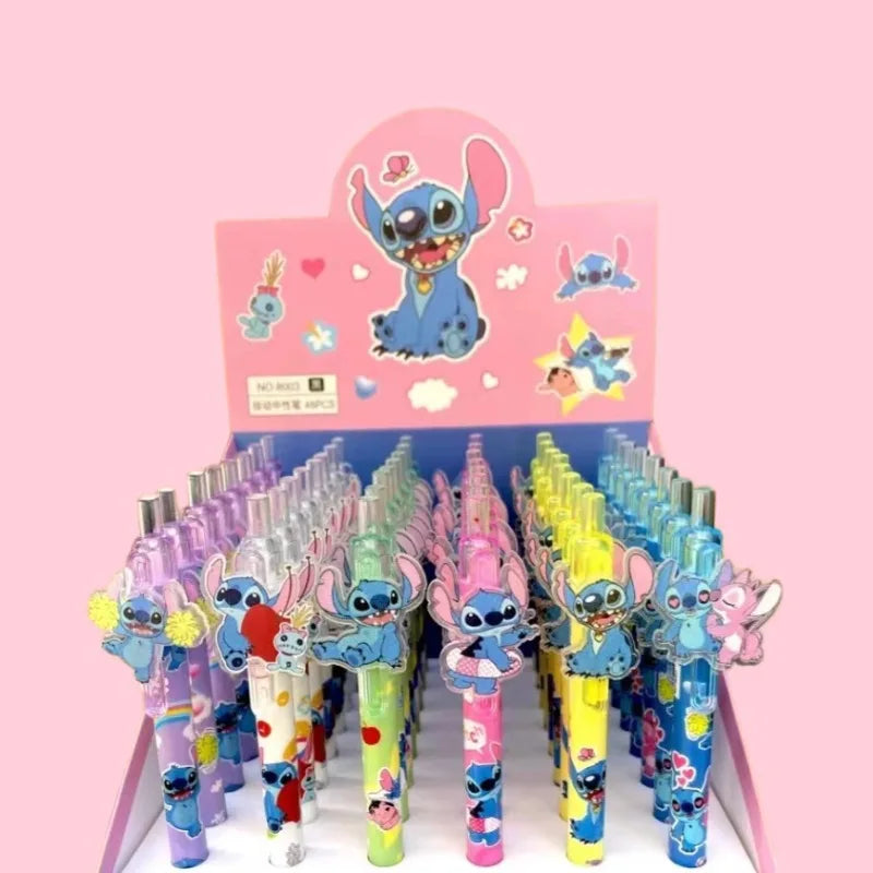 Disney Stitch Gel Pen 48Pcs Black 0.5mm Cartoon Kawaii Paster  New Cute Styling School Supplies Friends Write Birthday Gifts